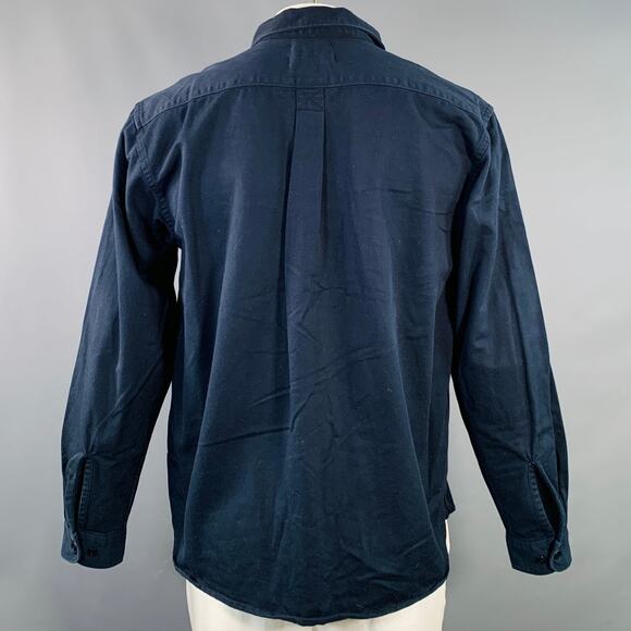 MERZ B. SCHWANEN Size XL Navy Twill Cotton One Pocket Long Sleeve Shirt - Picture 3 of 6